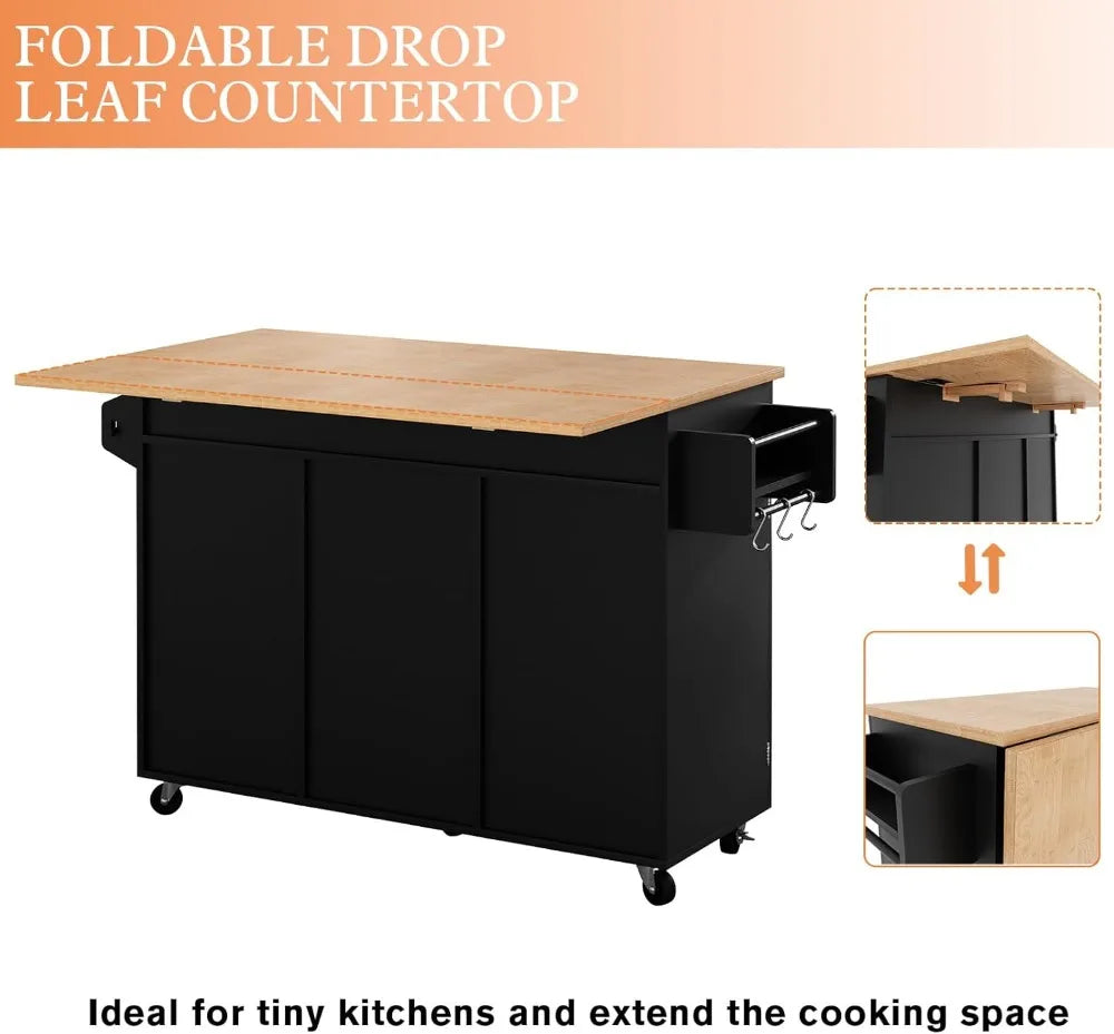 Kitchen Island On Wheels With Drop Leaf Countertop