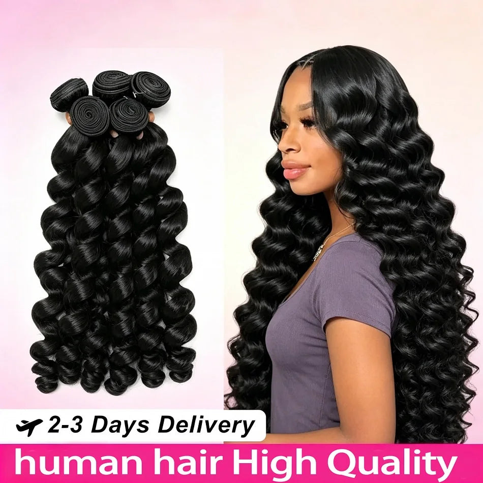 Smilegirl Remy Brazilian Virgin Loose Wave Hair Bundles Extensions