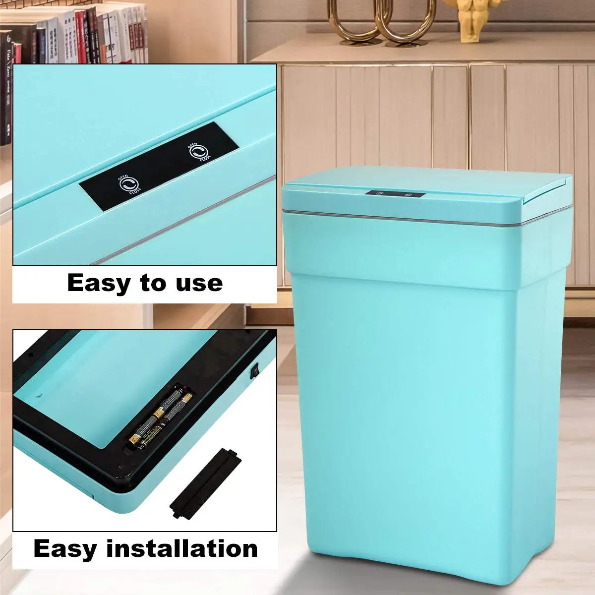 Touchless Motion Sensor Trash Can Plastic Kitchen Waste Bin