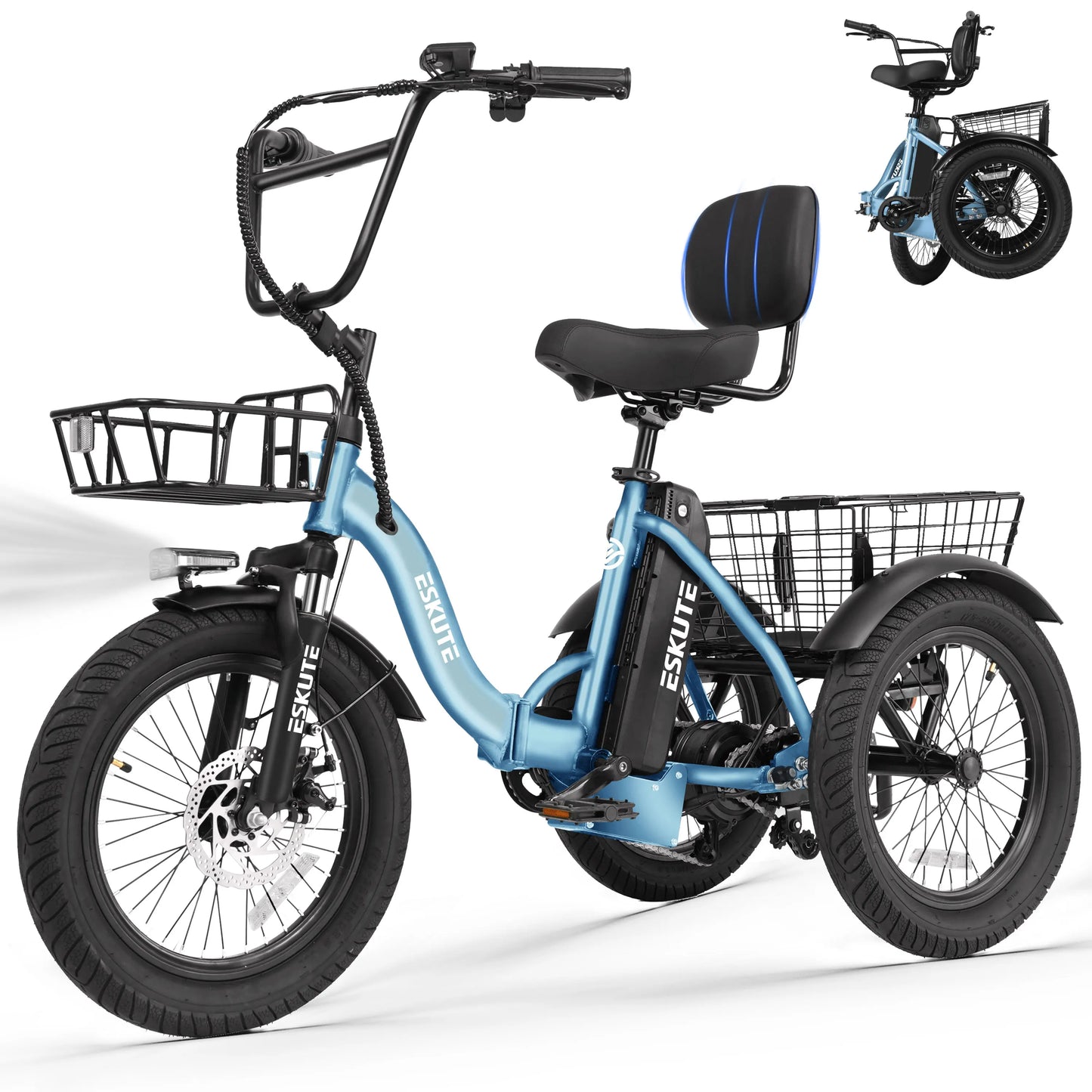 ESKUTE T300 Electric Trike With Foldable Frame And Fat Tires
