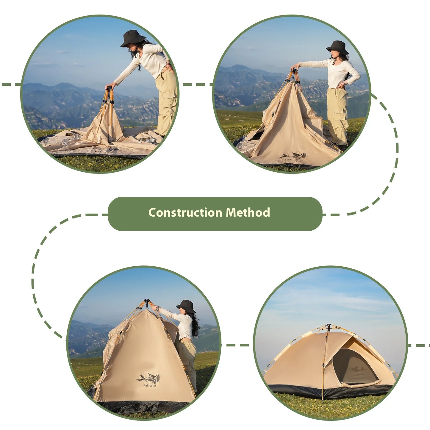 Pakicetus Instant Golden Tent Portable Sun Rain Shelter For Beach And Camping