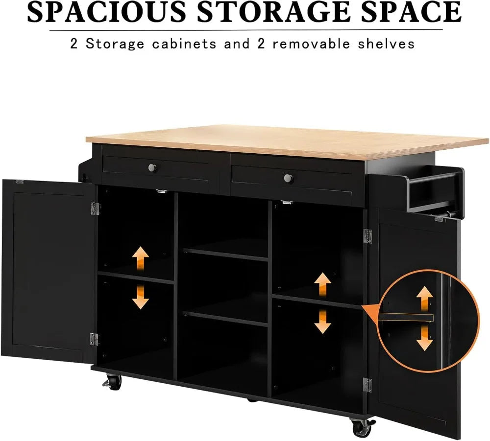 Kitchen Island On Wheels With Drop Leaf Countertop