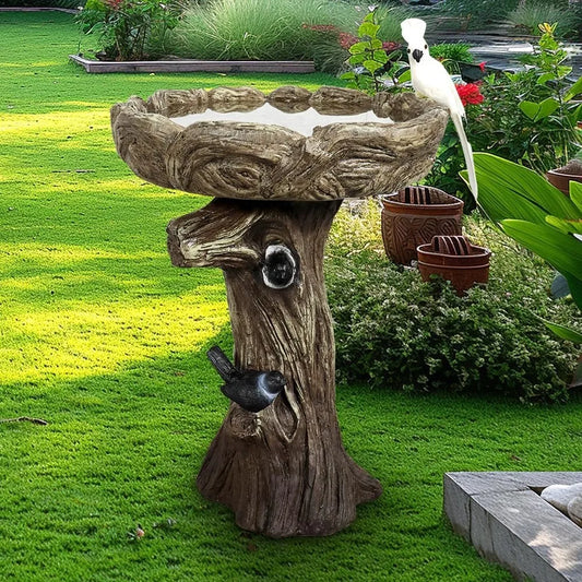 Fibre Reinforced Concrete Bird Bath With Birds Outdoor Decor