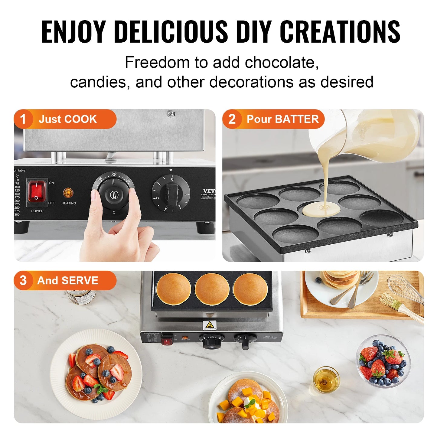 SucceBuy Dutch Pancake Maker Dorayaki Poffertjes Grill