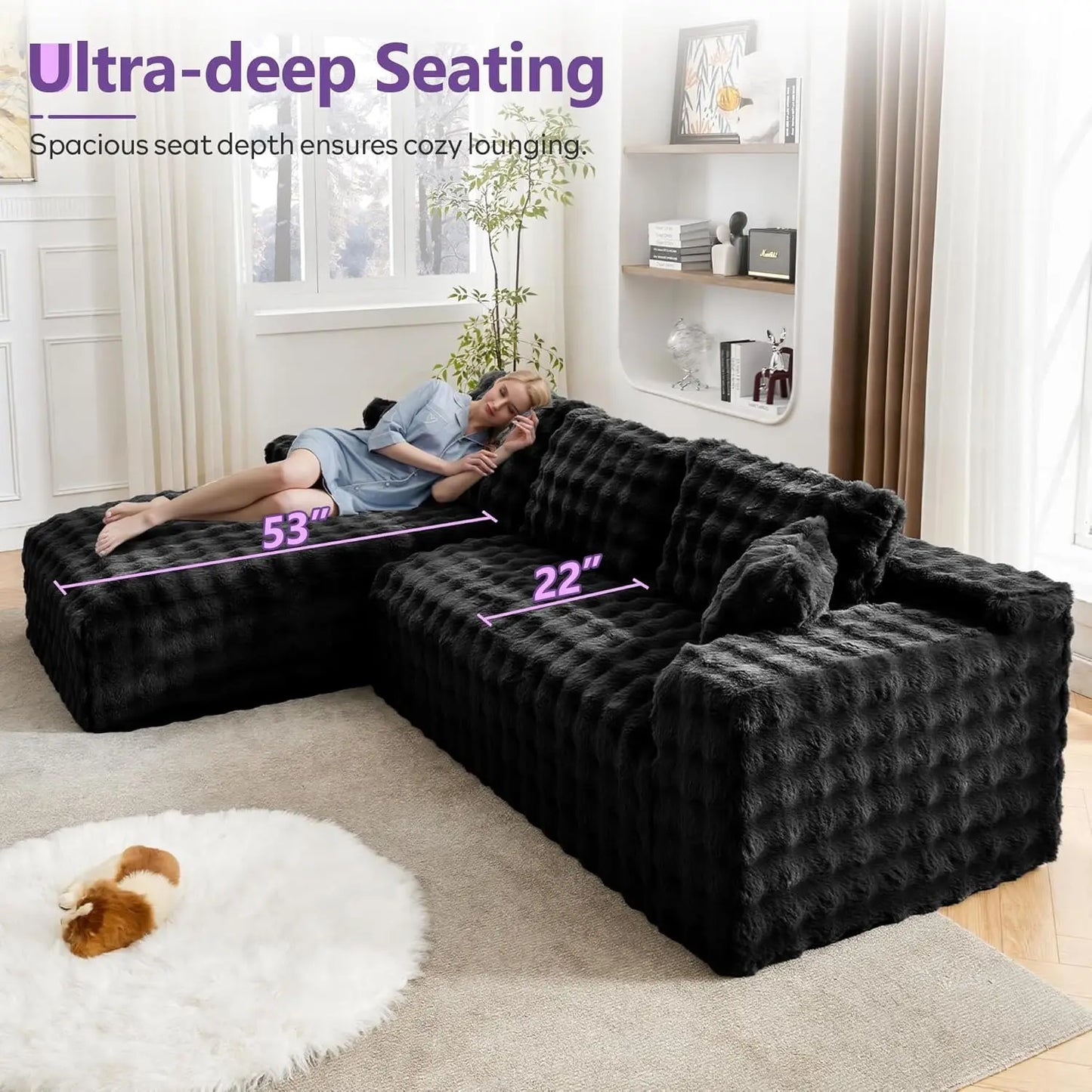 Memory Foam Cloud Sectional Sofa With Upgraded Fabric