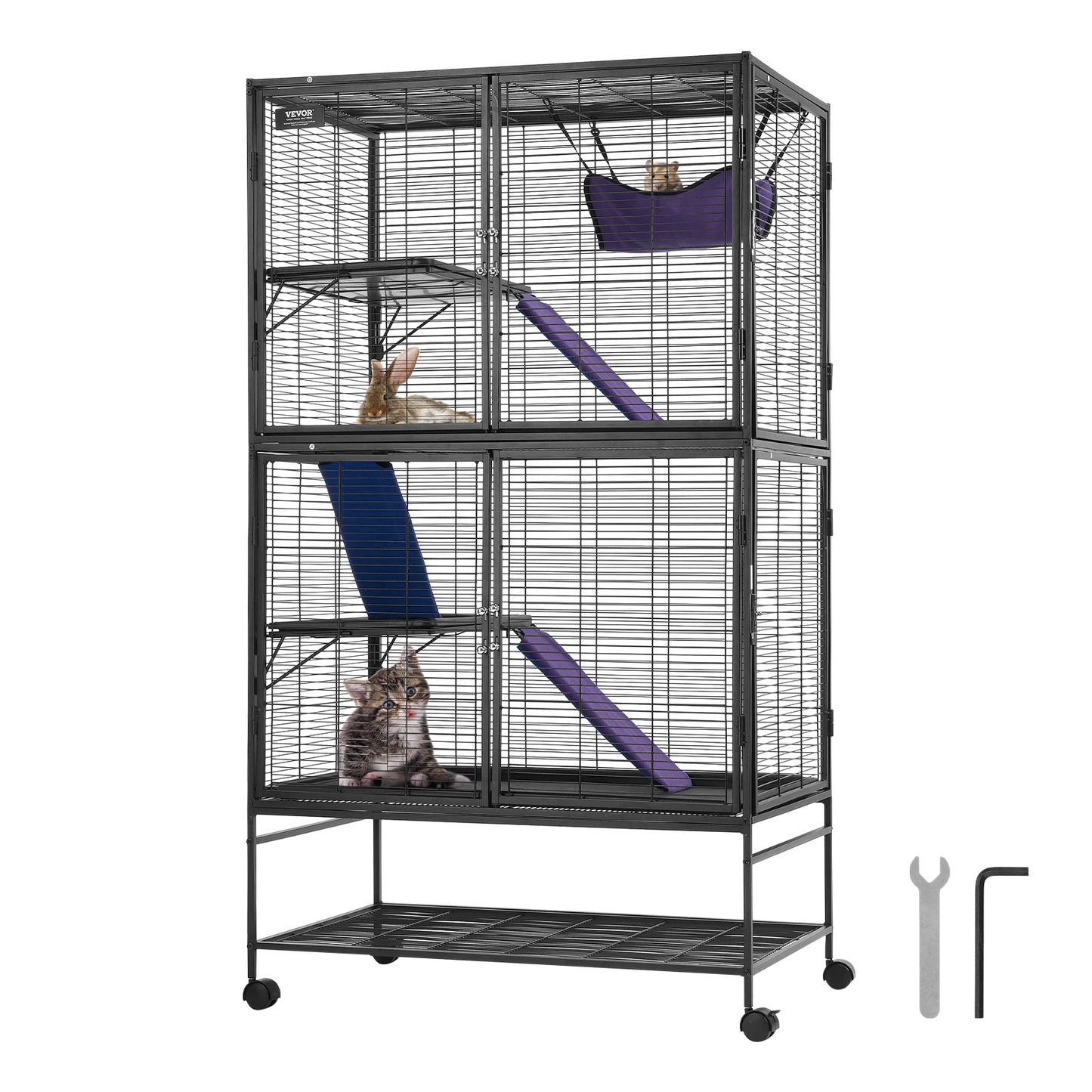 SucceBuy Rolling Metal Ferret Cage 4-Tier Critter Nation