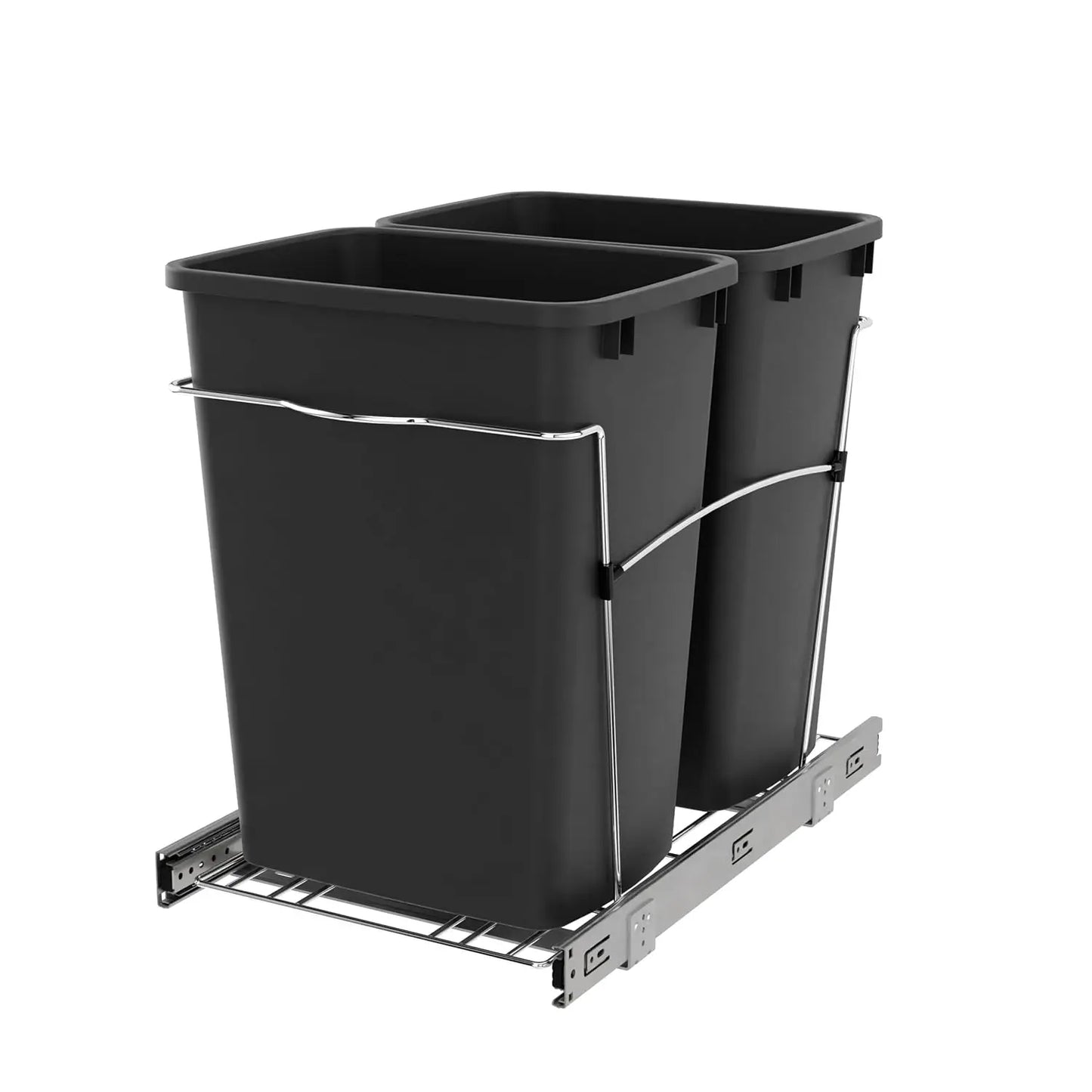 Double Pullout Trash Can For Kitchen Cabinets Full Extension Slides