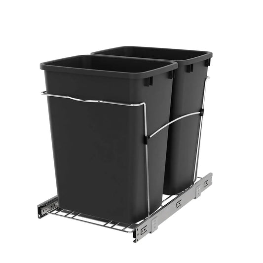 Double Pullout Trash Can For Kitchen Cabinets Full Extension Slides