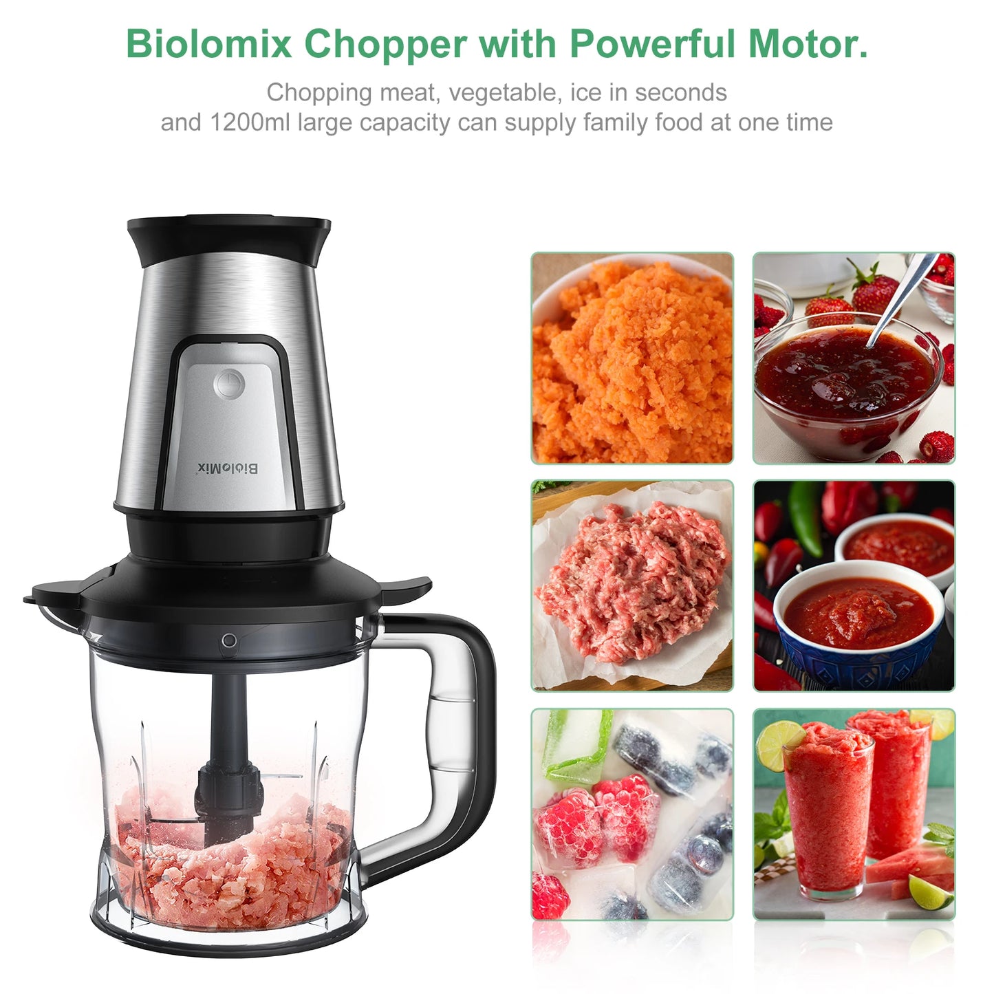 Biolomix 3 In 1 Multifunctional Food Processor 700W Portable