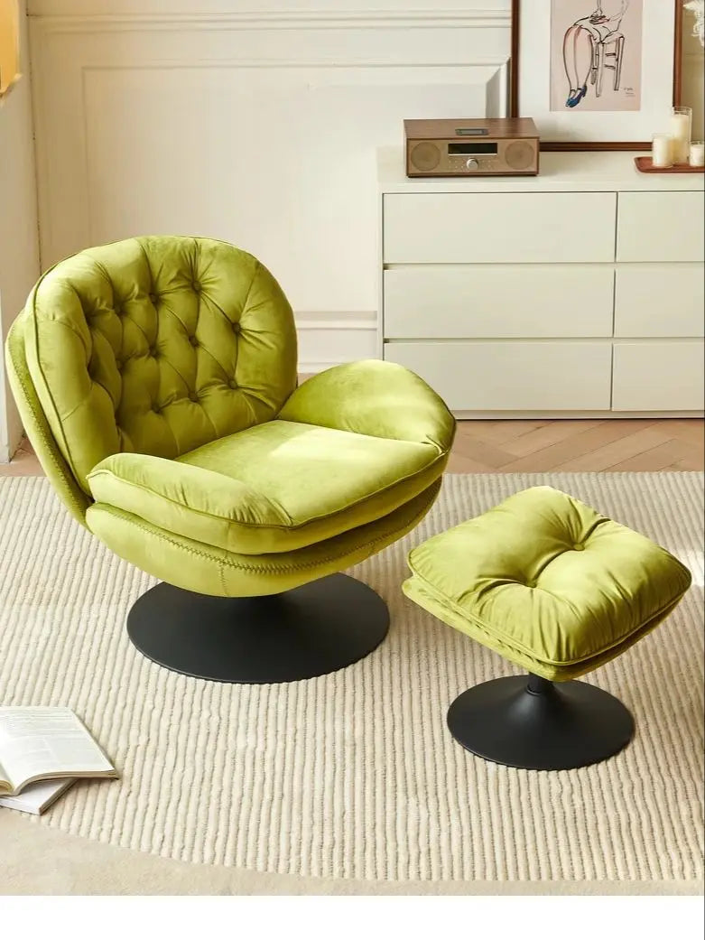 Todrani Velvet Tufted Swivel Armchair Set With Ottoman For Living Room