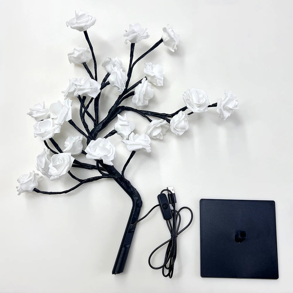 Shenzhitech LED Rose Tree Lights USB Table Lamp Home Decor