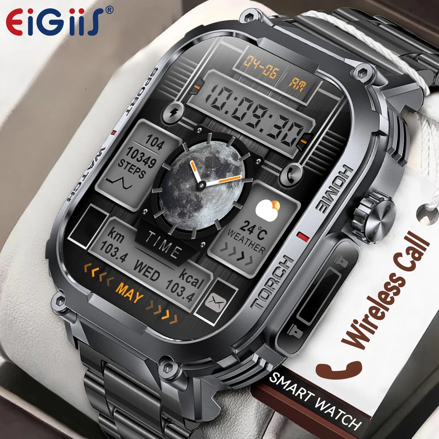 EIGIIS Smart Watch Men 3ATM Waterproof With Heart Rate