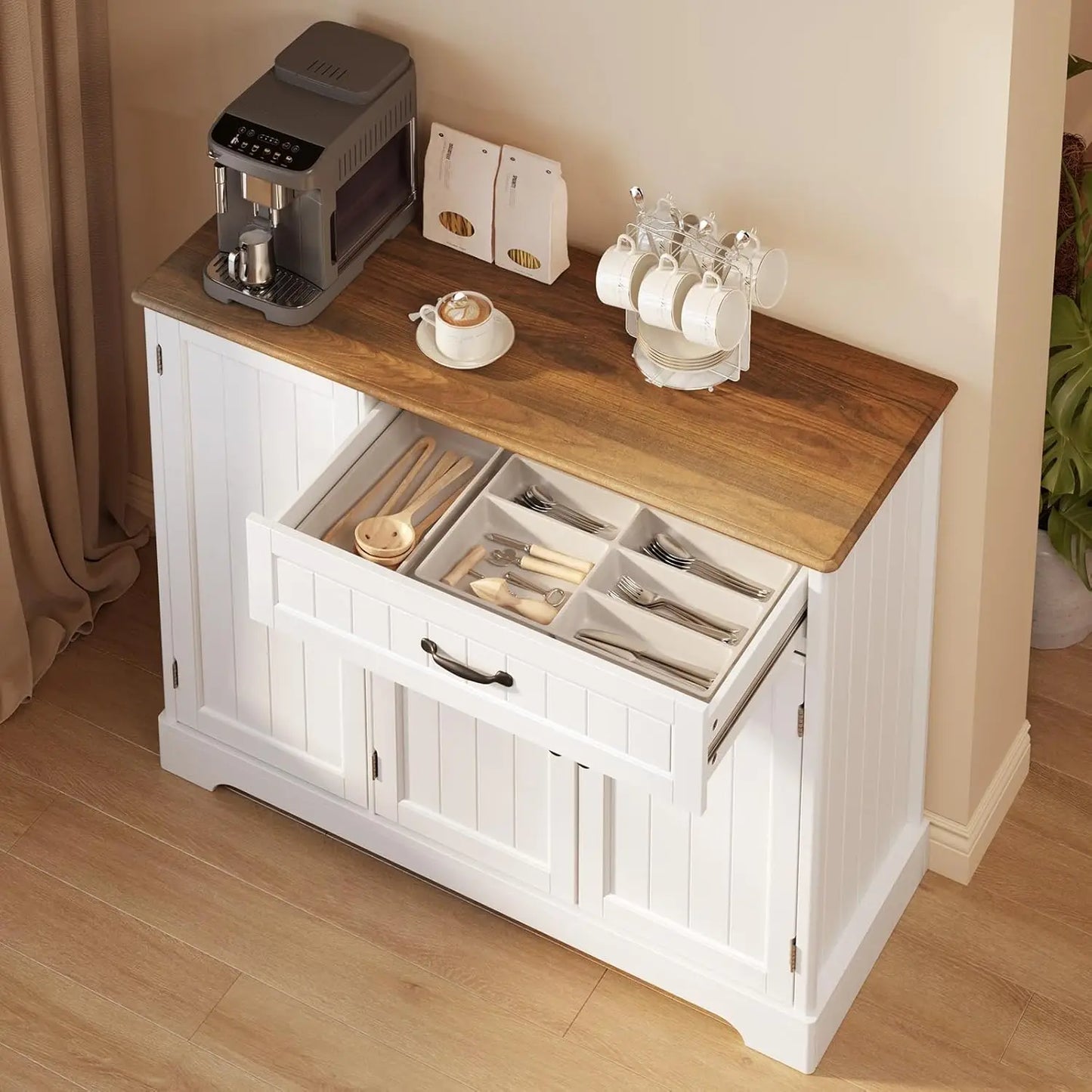 MOYU Kitchen Coffee Bar Cabinet With Storage And Drawers