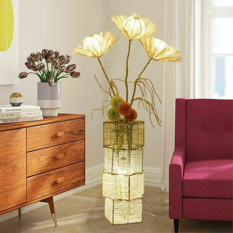 Modern Decorative Floor Lamp LED Rattan Tree Lantern