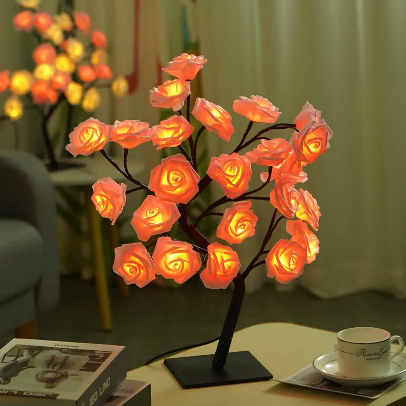 Shenzhitech LED Rose Tree Lights USB Table Lamp Home Decor