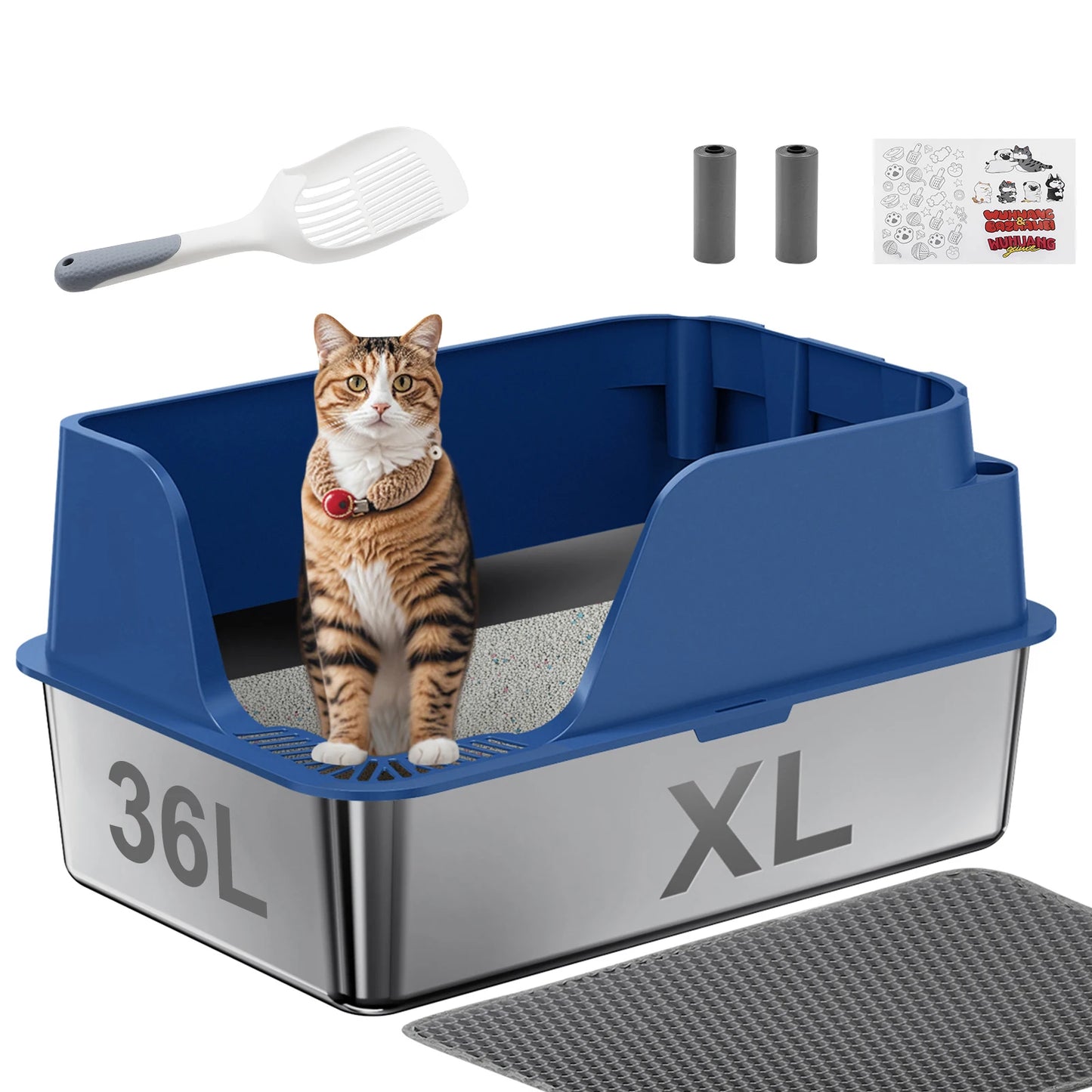 Stainless Steel Cat Litter Box Splash-Proof And Leak-Proof Design