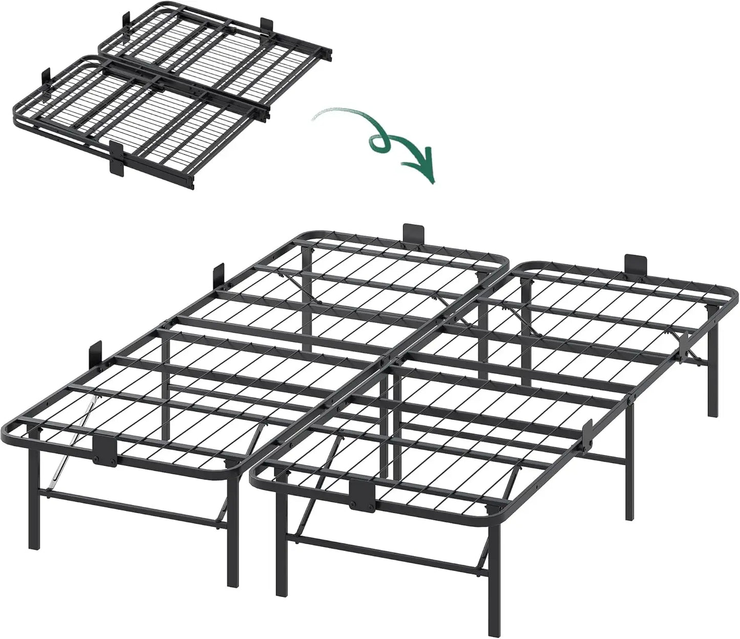 XMSJ Foldable Bed Frame With Heavy Duty Steel Slats No Box Spring Needed