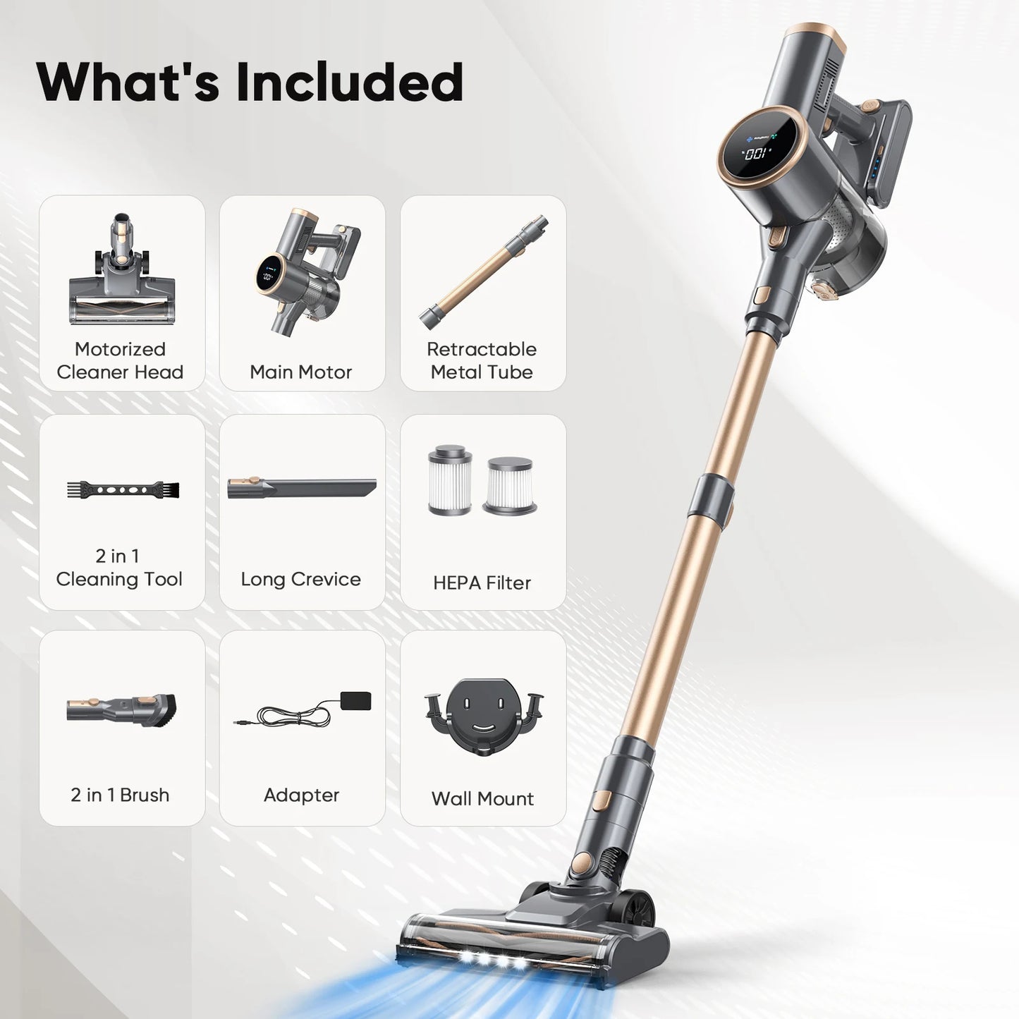 N12S Cordless Vacuum Cleaner 25Kpa LED Display Ultra Quiet