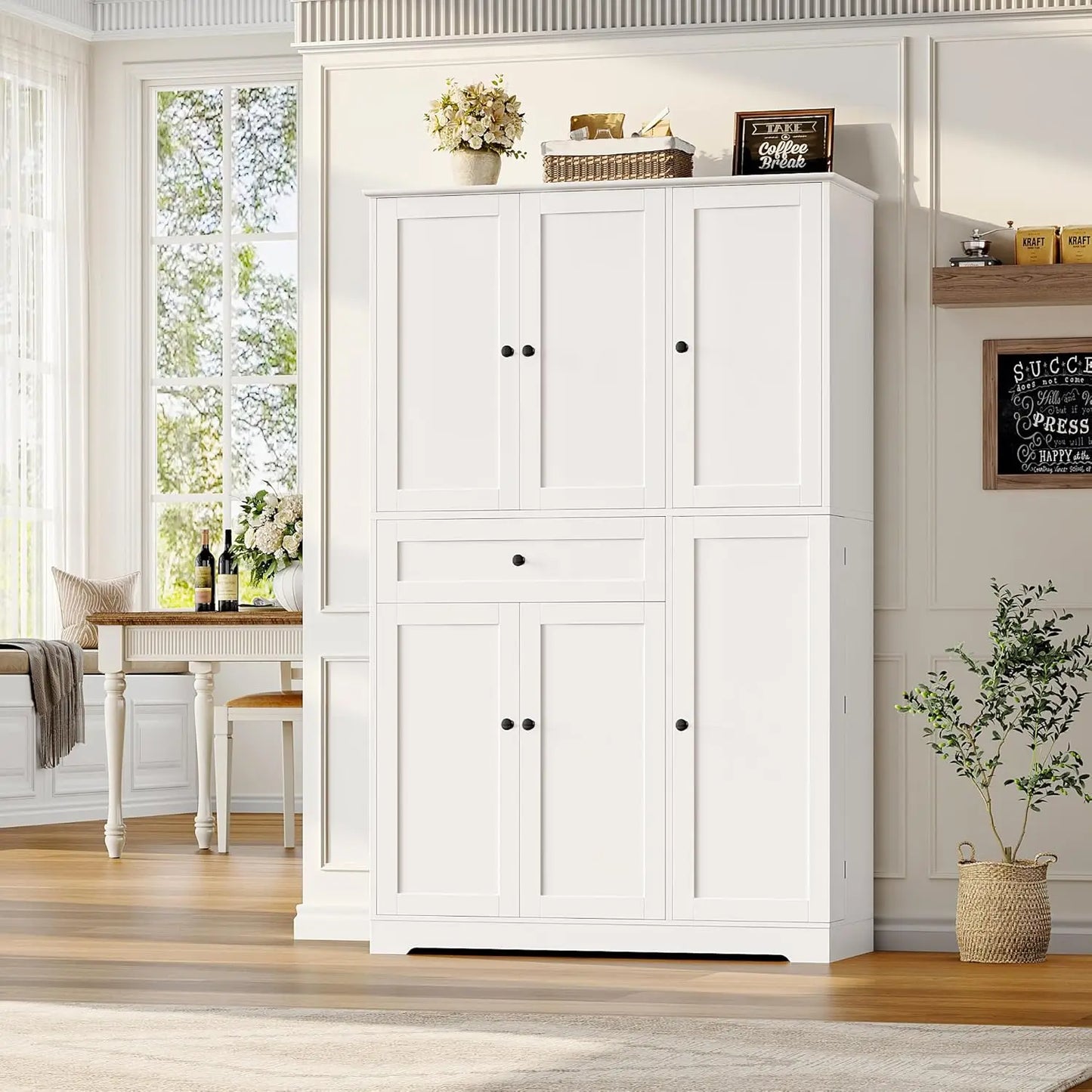 HUANZHUANG Modern Kitchen Pantry Cabinet Freestanding With Doors And Shelves