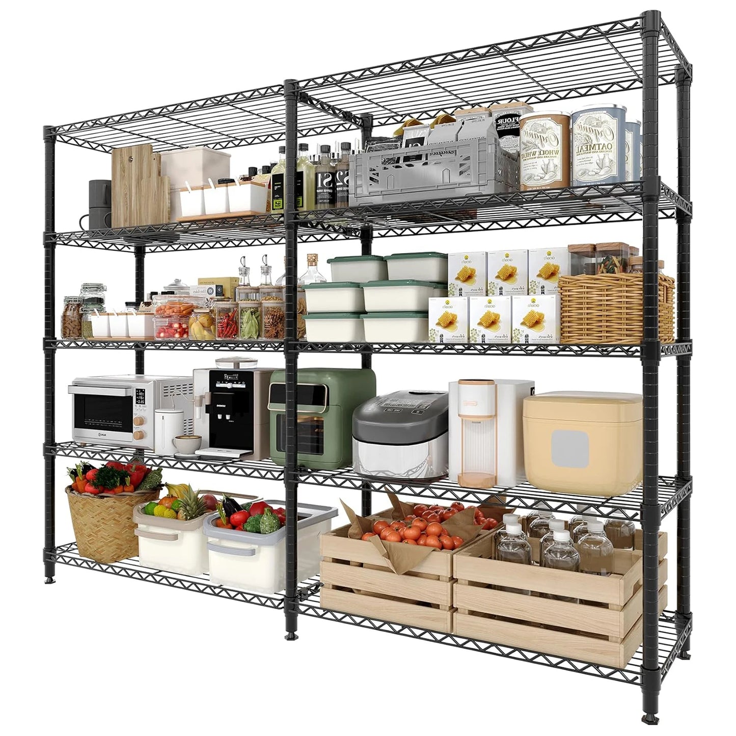 TWISTER.CK Heavy Duty Five Tier Metal Storage Shelves Garage Pantry