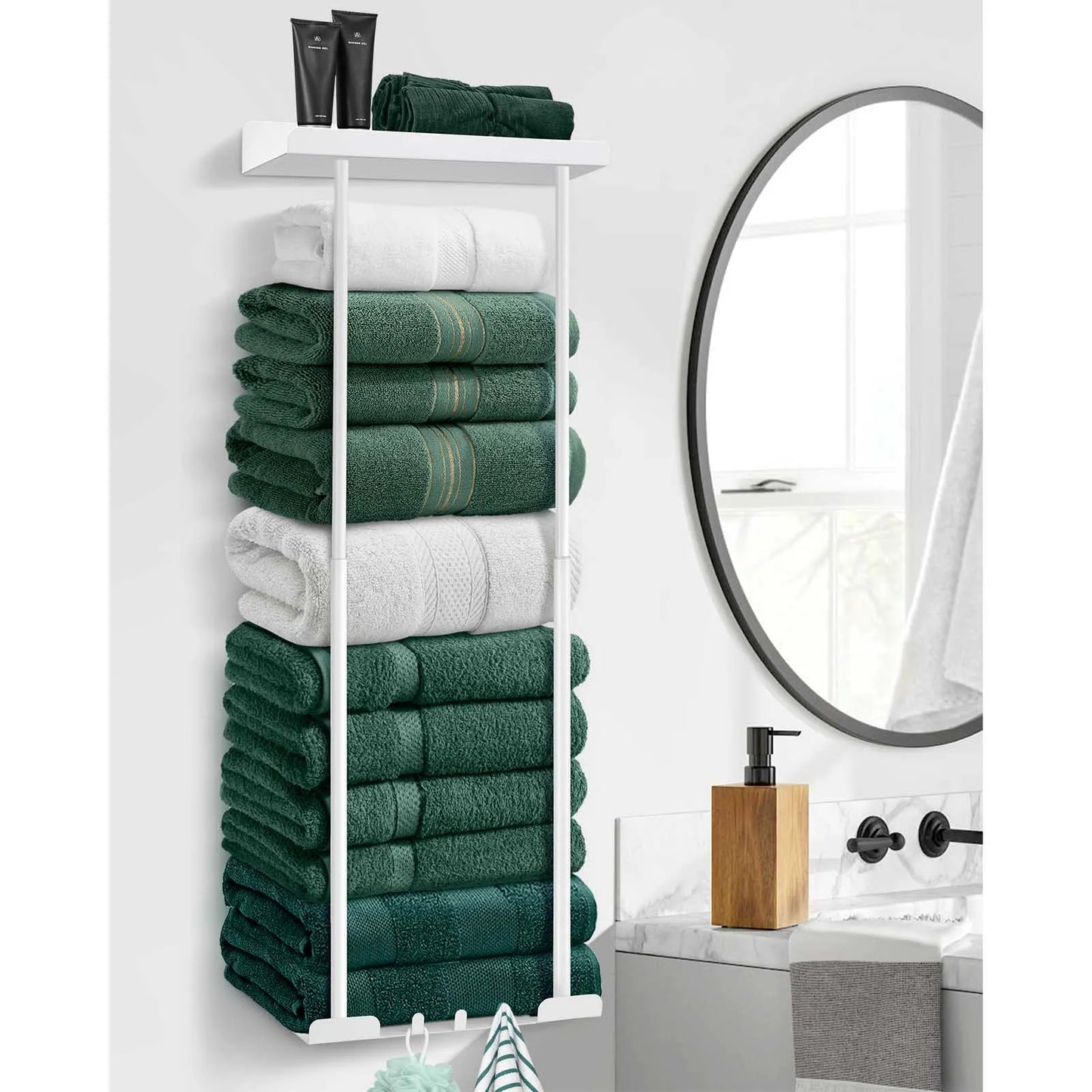 Double Wall Mounted Towel Rack Stainless Steel Bathroom Holder