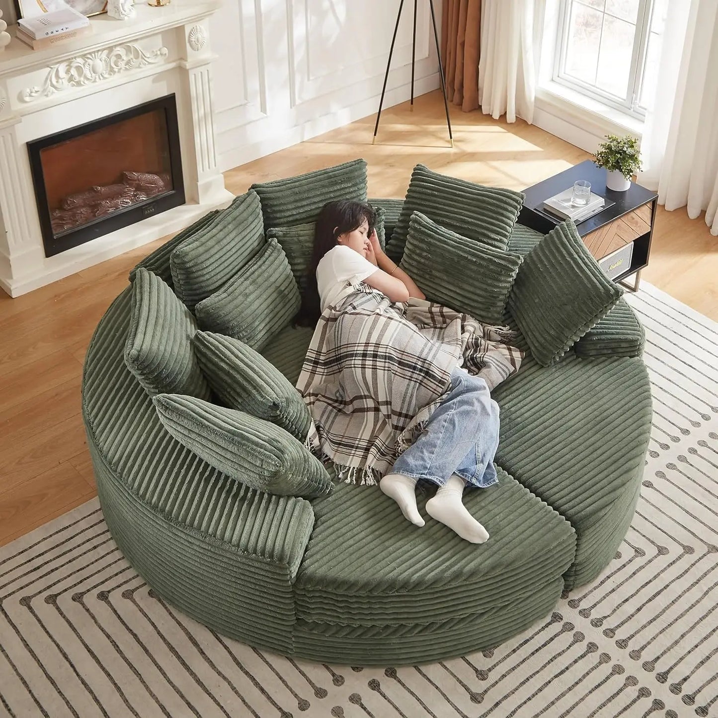 Oversized Round Chaise Lounge Chair Converts Into Two