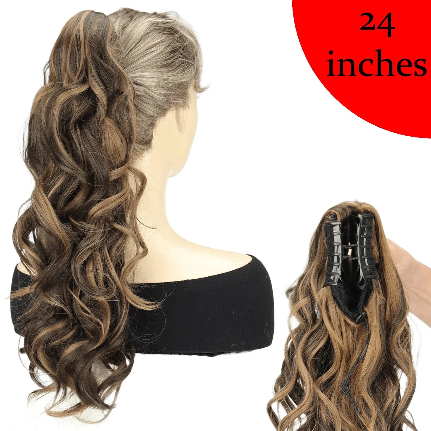 AZQUEEN Synthetic Claw Clip Ponytail Hair Extension Wavy Heat Resistant