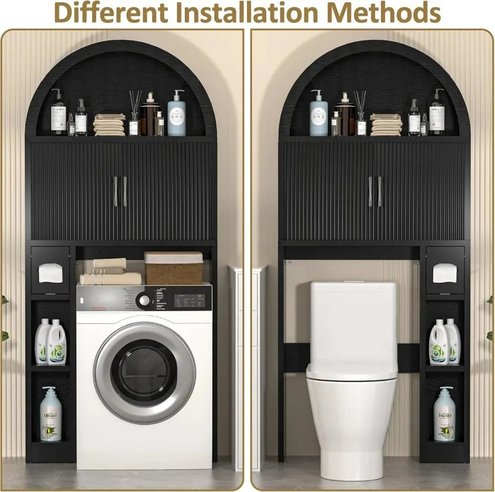 Over Toilet Storage Cabinet With Adjustable Shelf Arched Design