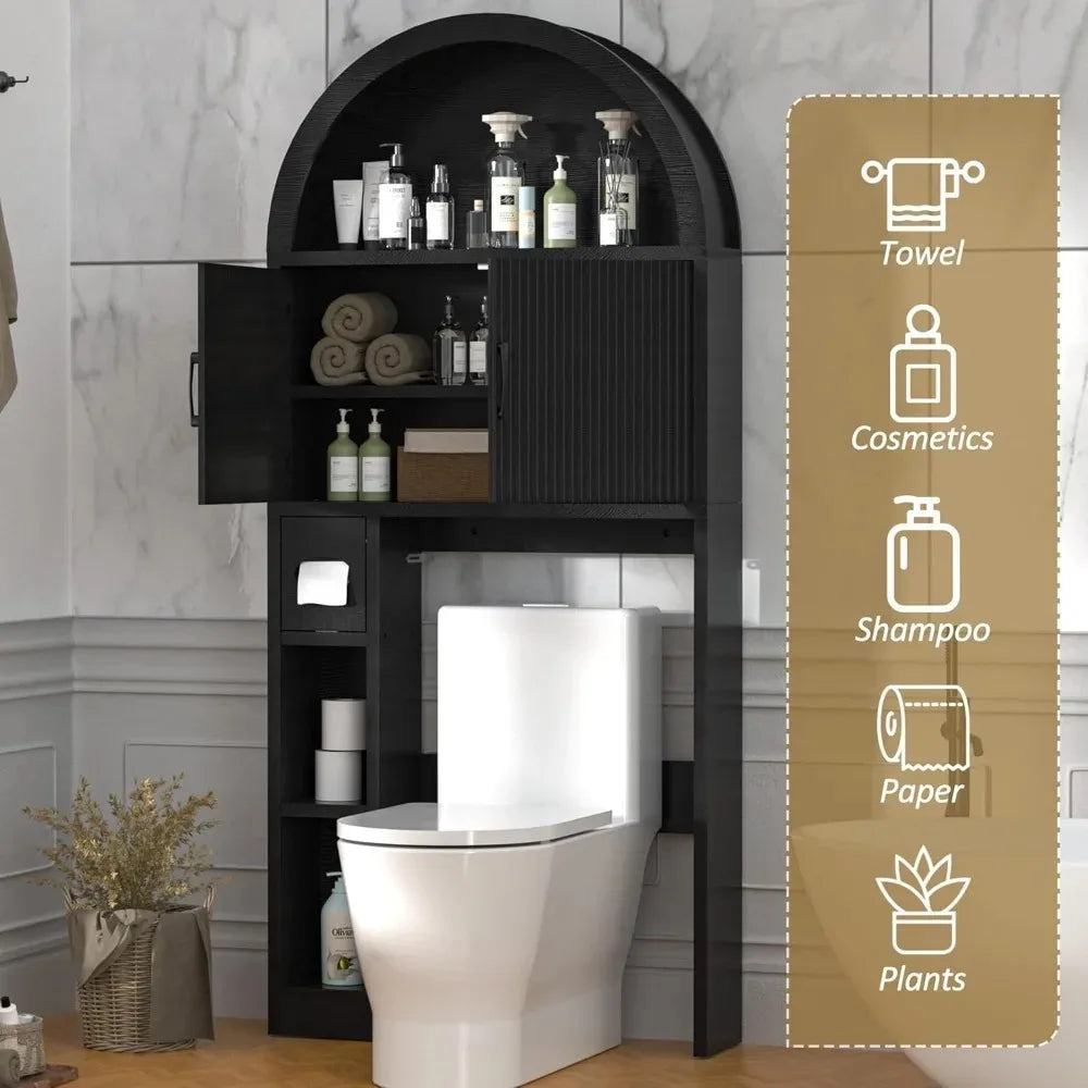 Over Toilet Storage Cabinet With Adjustable Shelf Arched Design