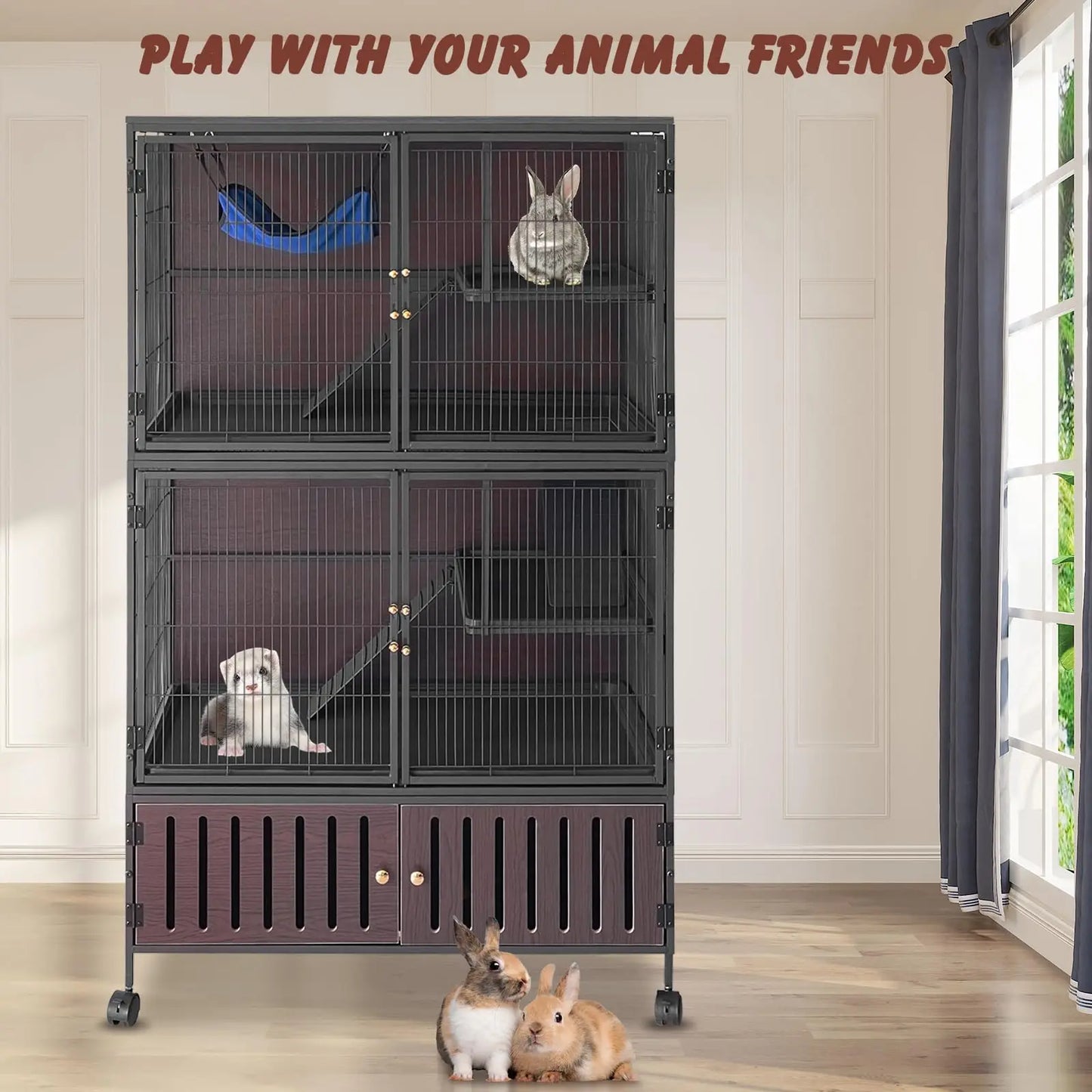 HiMISSCN Heavy Duty Ferret Cage Mansion Multispecies Habitat