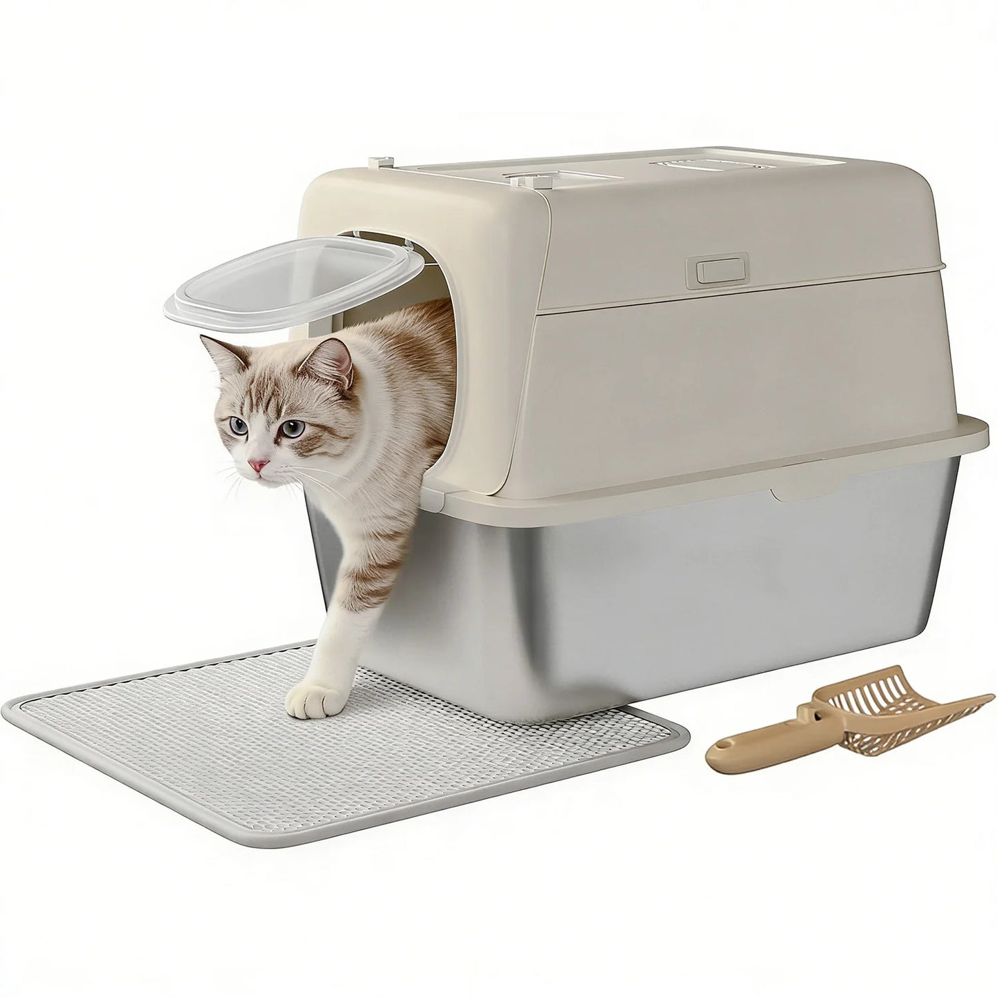 HiMISS Stainless Steel Cat Litter Box Odor Free Anti Leakage