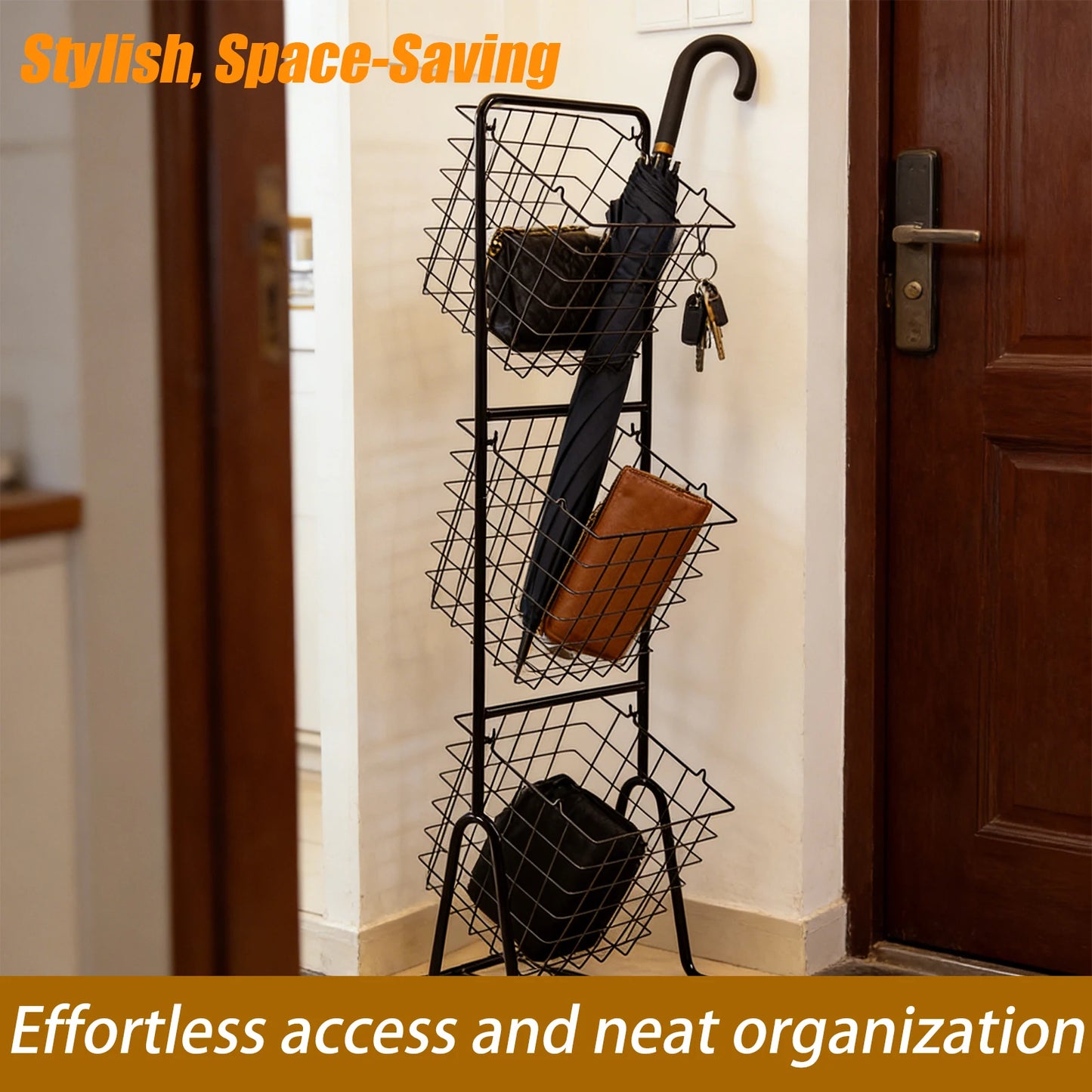 Kitchen 3 Tier Basket Rack for Fruit and Vegetable Storage