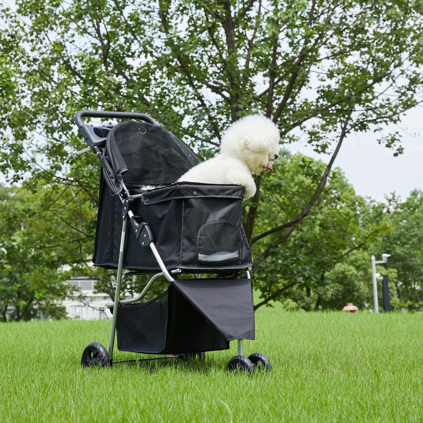 Three-Wheel Foldable Pet Stroller For Small Dogs And Cats
