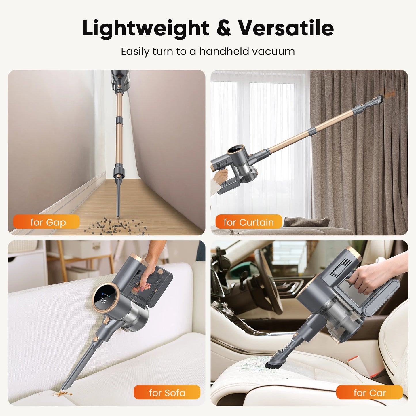 N12S Cordless Vacuum Cleaner 25Kpa LED Display Ultra Quiet