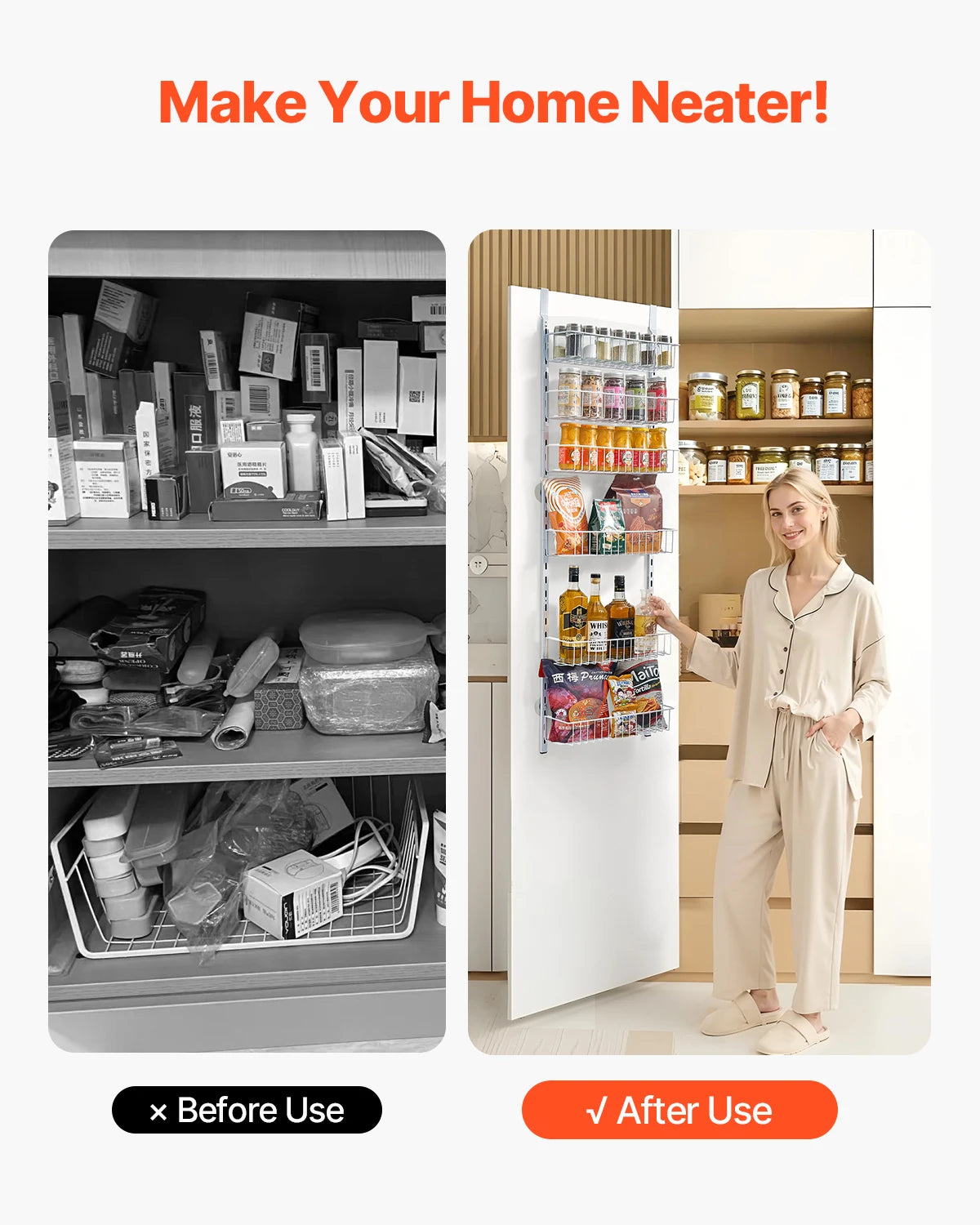 Over Door Pantry Organizer 6 Tier Heavy Duty Rack Kitchen