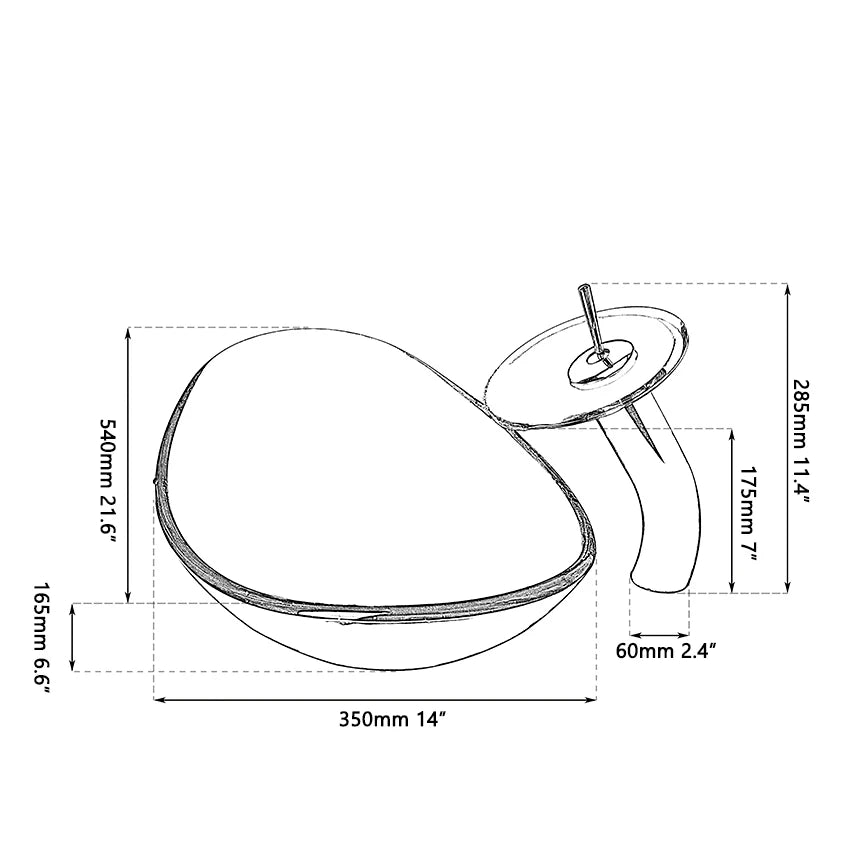 YANKSMART Oval Bathroom Sink Faucet Set With Tempered Glass