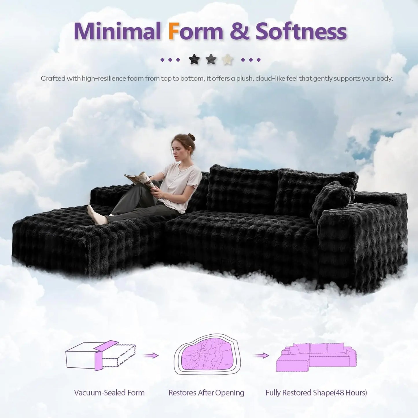 Memory Foam Cloud Sectional Sofa With Upgraded Fabric