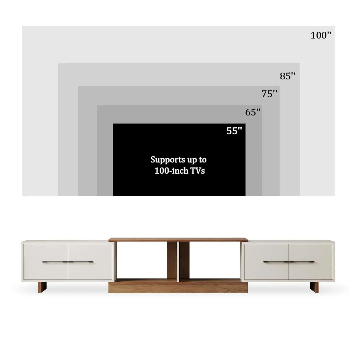 GUOHE Extendable TV Stand Modern Entertainment Center With Cabinets