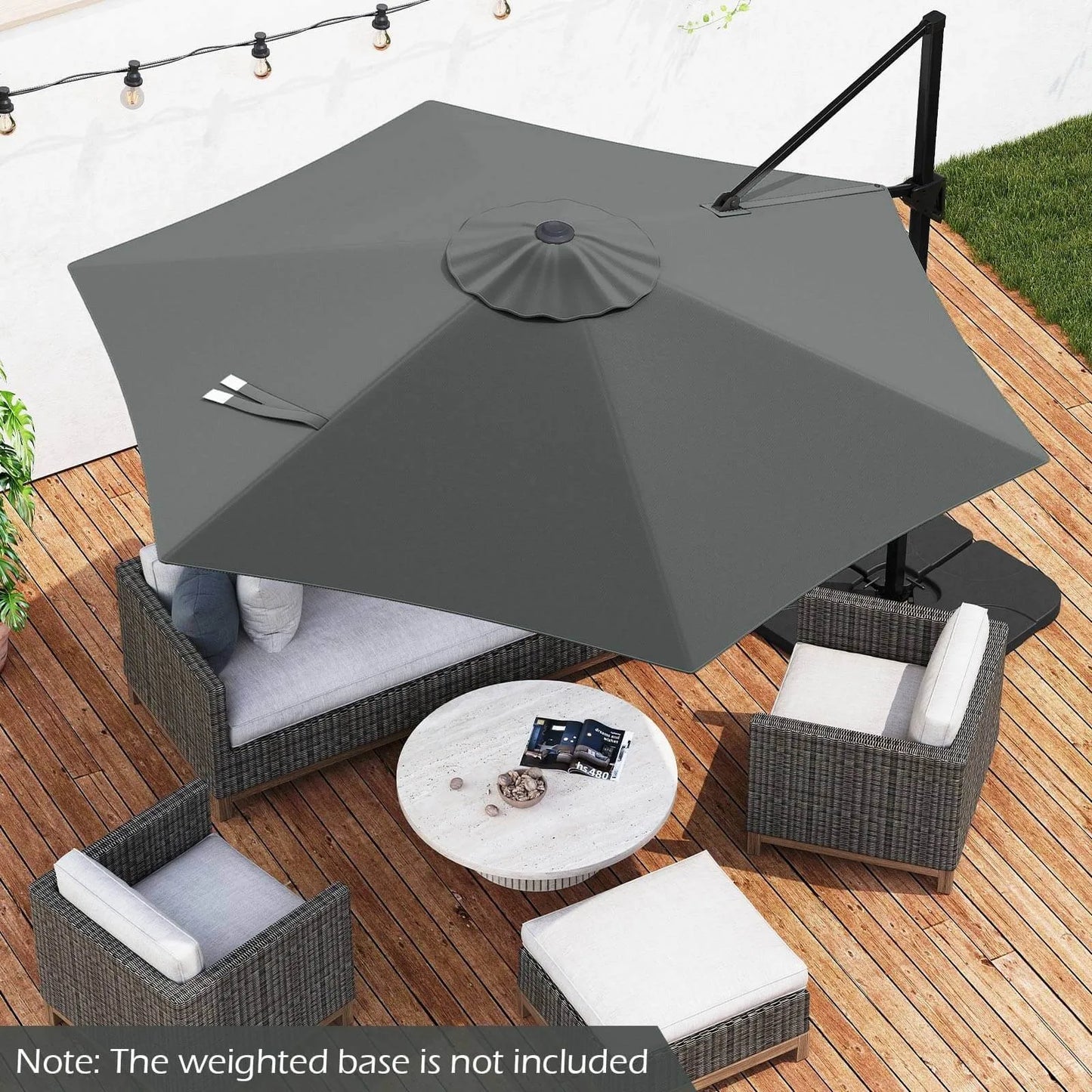 Patio Cantilever Umbrella With Sun Protective Canopy