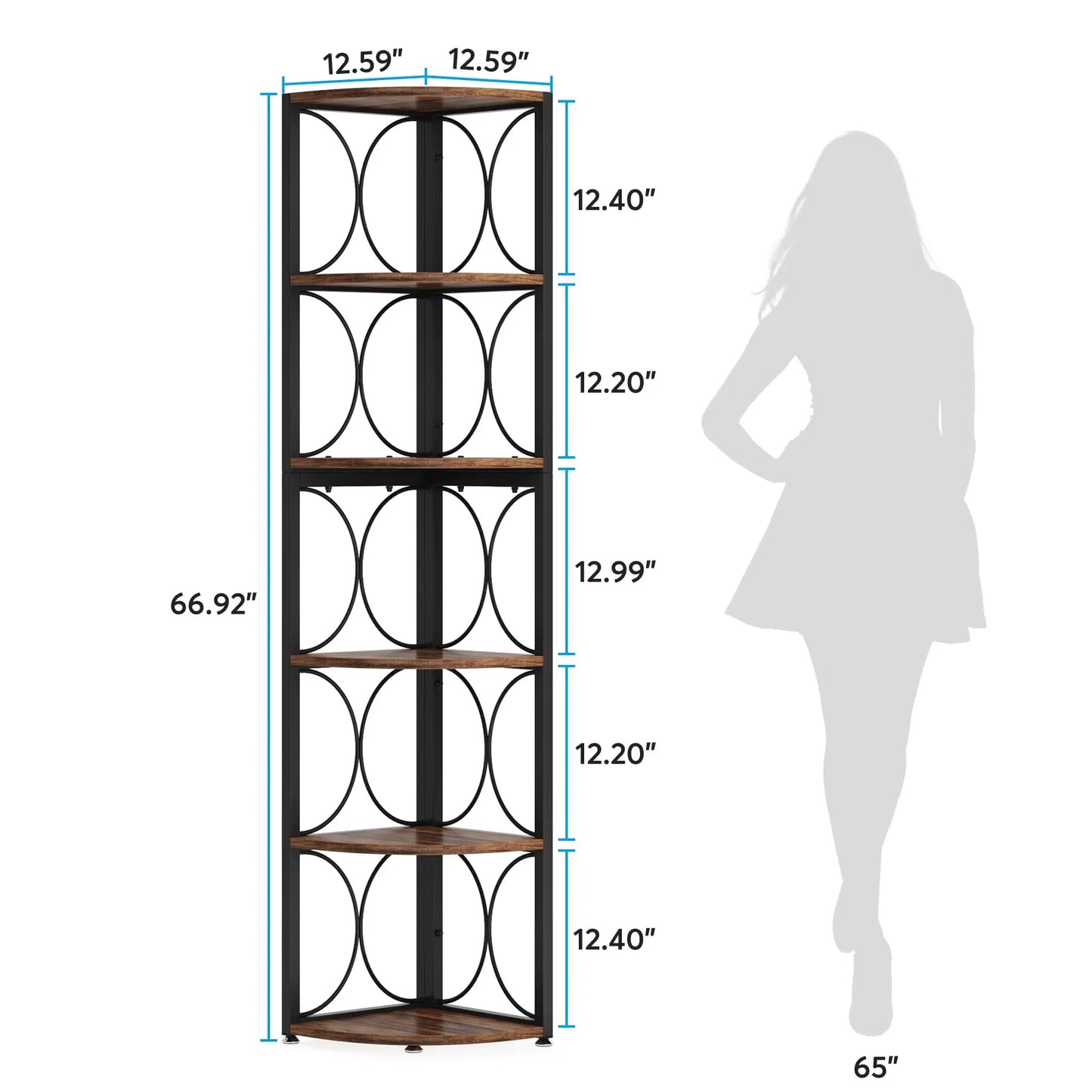 Tribesigns Six-Tier Tall Corner Shelf Bookcase Storage Unit
