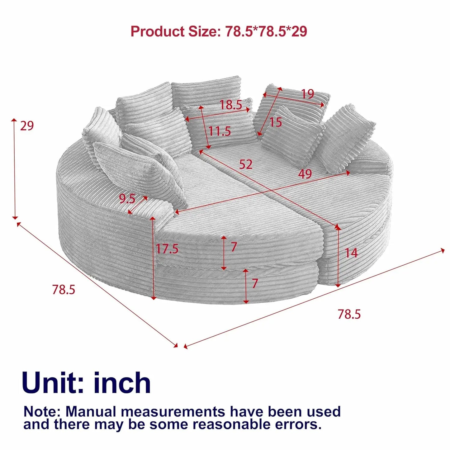Oversized Round Chaise Lounge Chair Converts Into Two