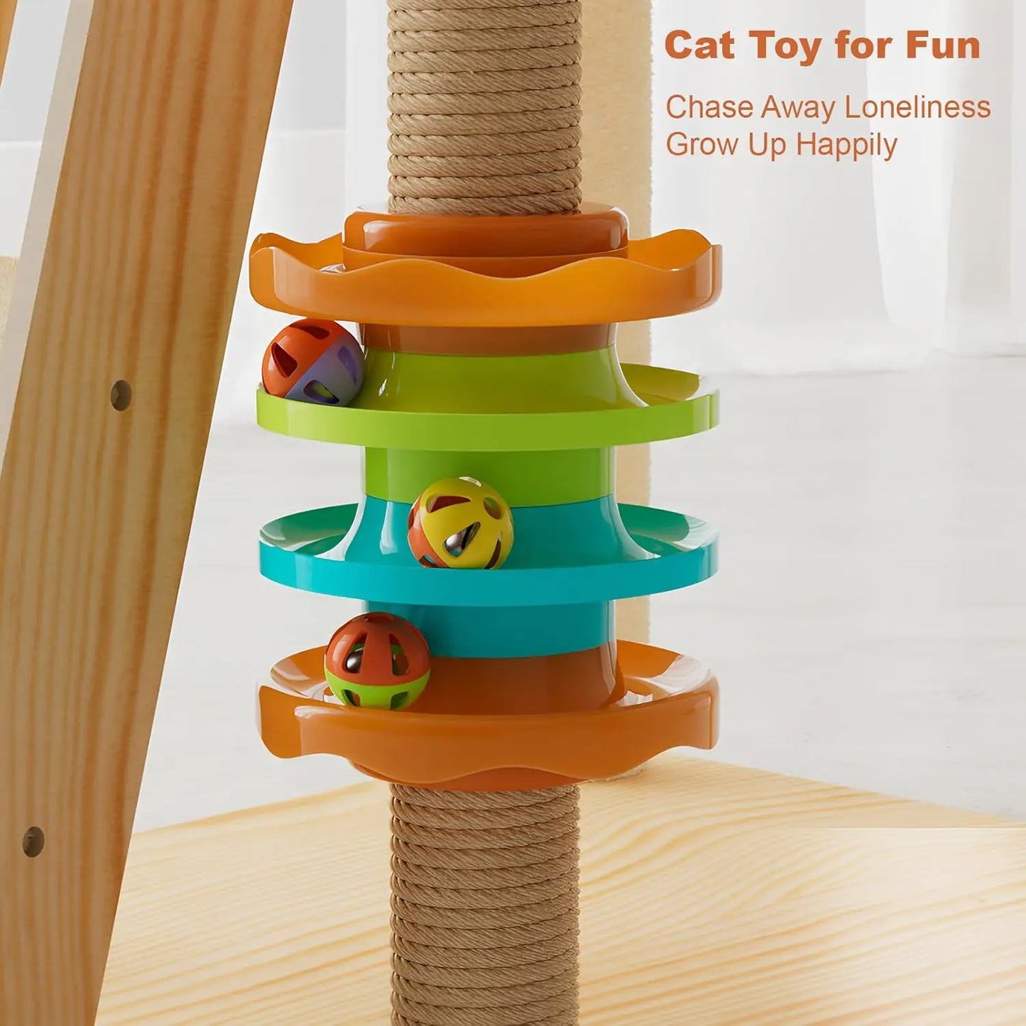 Modern Wood Cat Tower With Sisal Scratching Posts