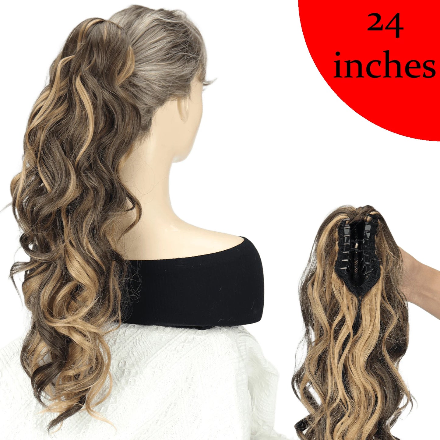 AZQUEEN Synthetic Claw Clip Ponytail Hair Extension Wavy Heat Resistant