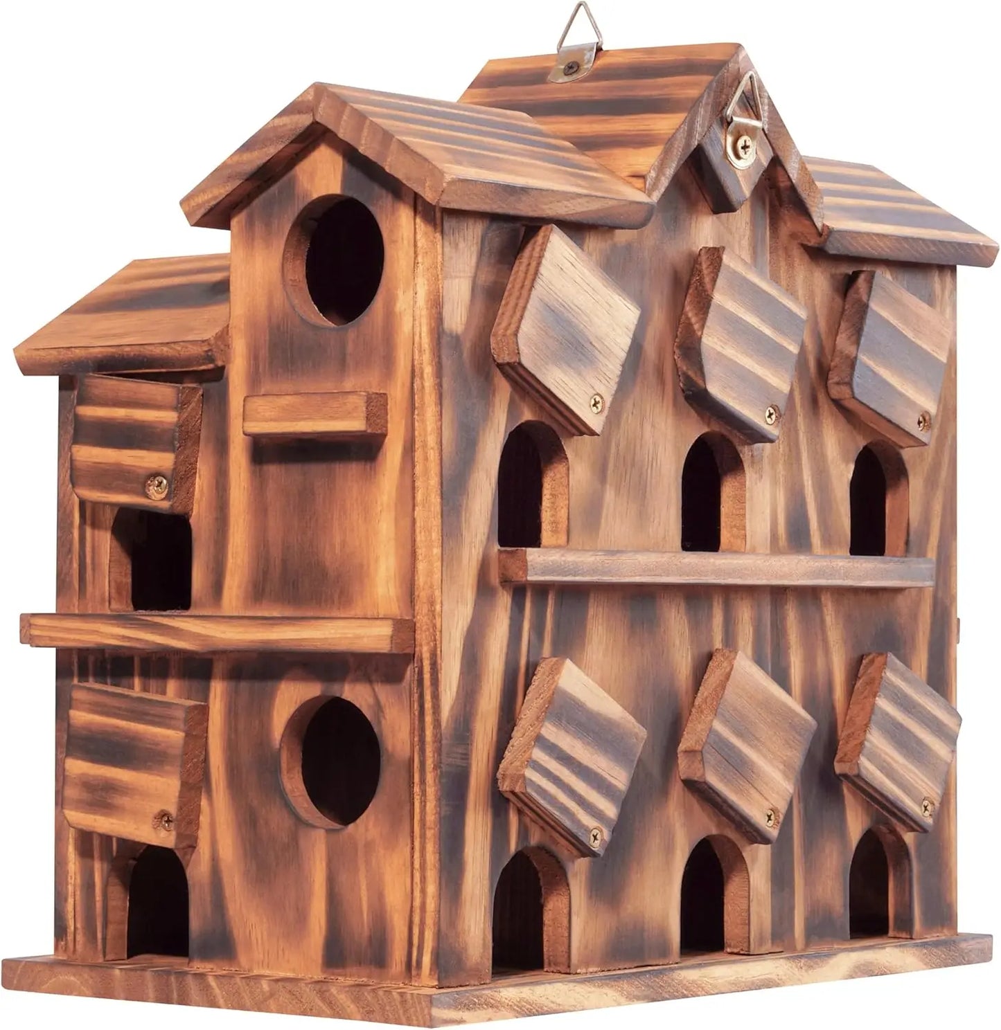 NONE Wooden Bird House 10-Chamber Outdoor Nesting Box