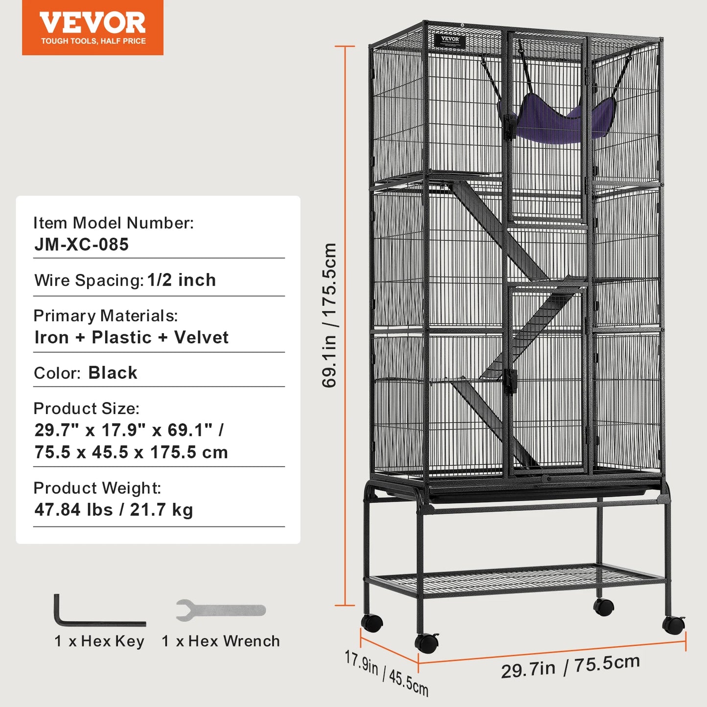 SucceBuy Rolling Metal Ferret Cage 4-Tier Critter Nation