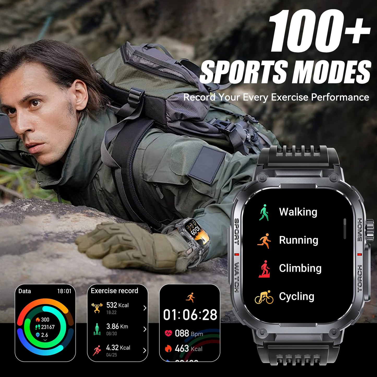 EIGIIS Smart Watch Men 3ATM Waterproof With Heart Rate