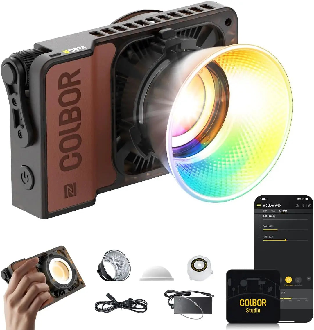 COLBOR Portable Pocket LED Light W60 W100 For Outdoor Shooting