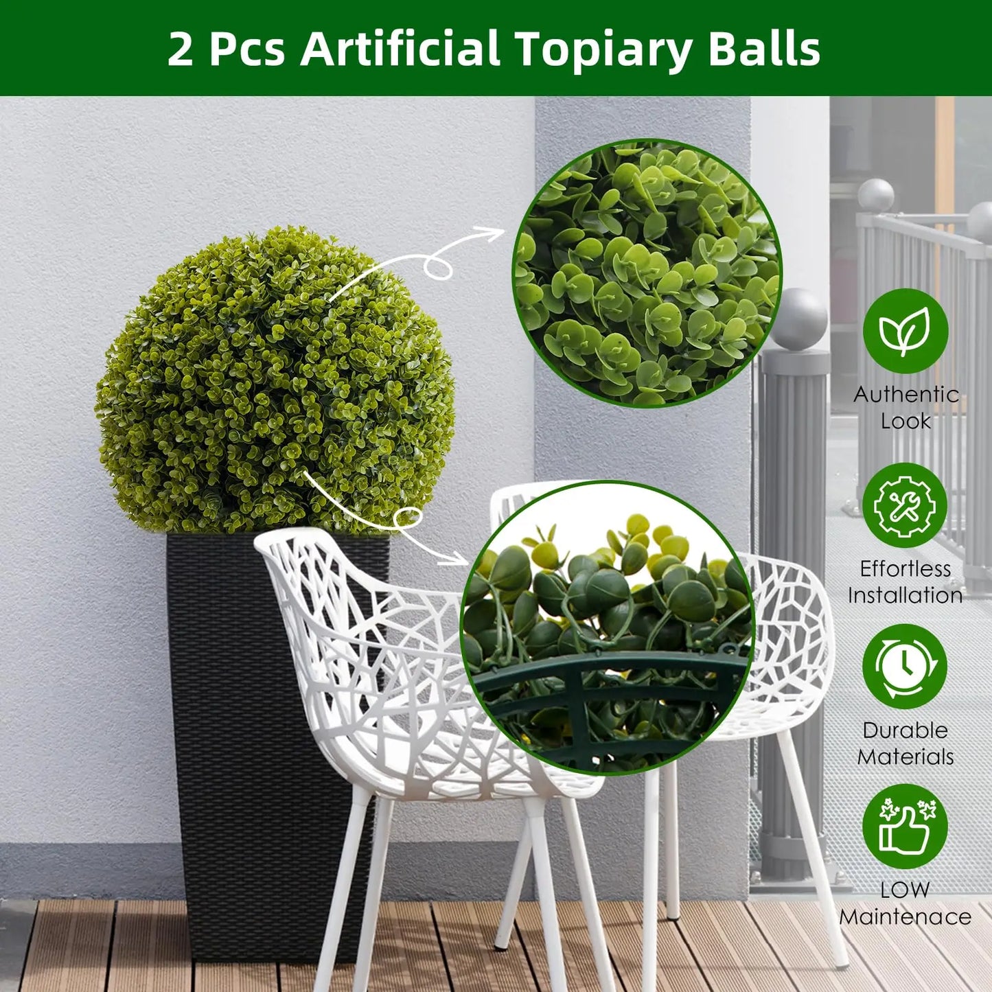 StudysetCN Outdoor Topiary Balls Set of 2 for Wedding Decor