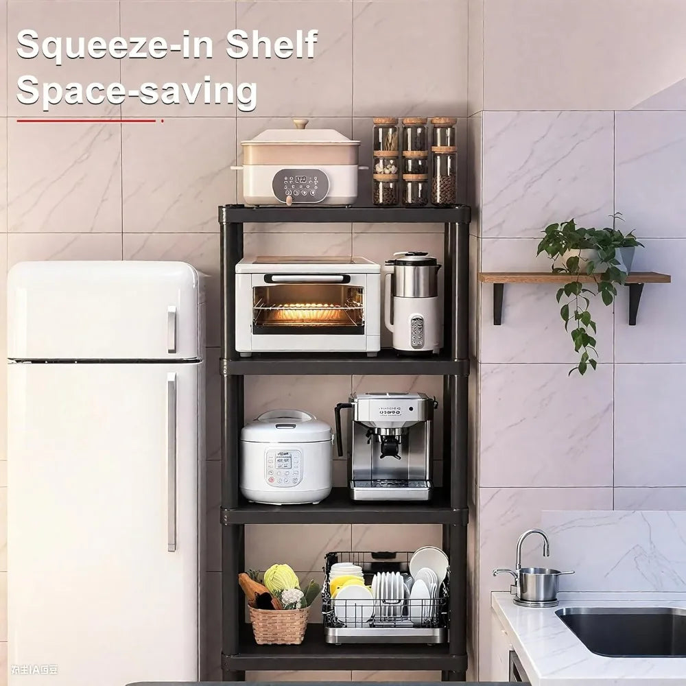 Plastic Storage Shelves 4-Tier Steel Shelving Unit