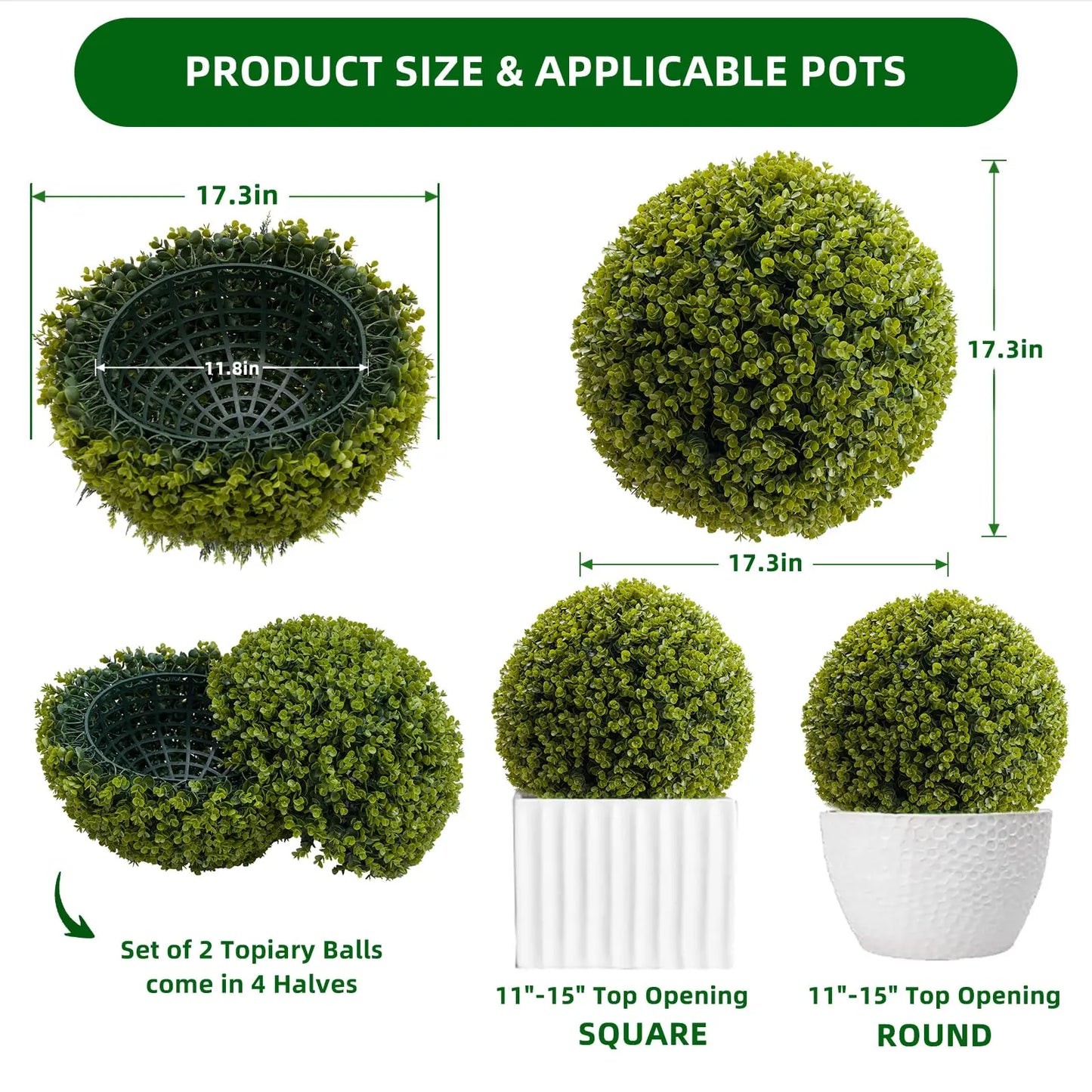 StudysetCN Outdoor Topiary Balls Set of 2 for Wedding Decor